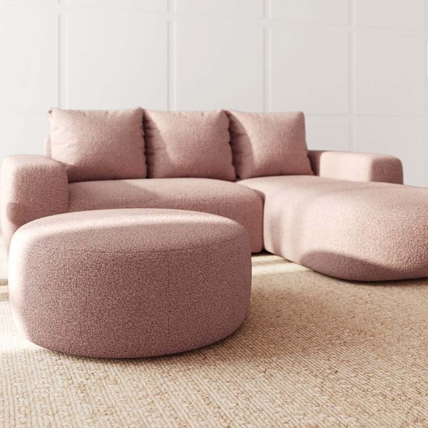 Růžová podnožka z textilie bouclé Monce – Rodier-image-1