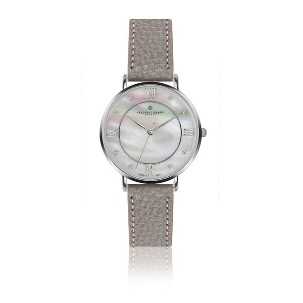 Dámské hodinky s šedým páskem z pravé kůže Frederic Graff Silver Liskamm Lychee