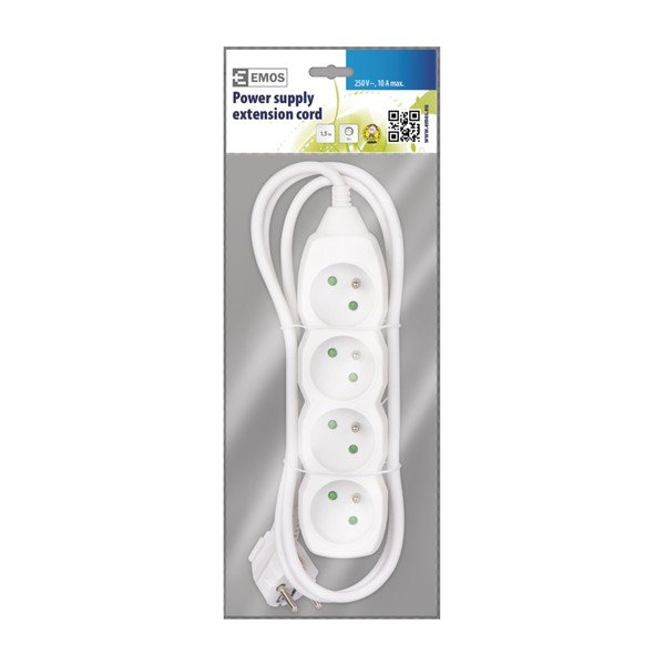 Bílý prodlužovací kabel se 4 zásuvkami EMOS, 1,5m-image-1
