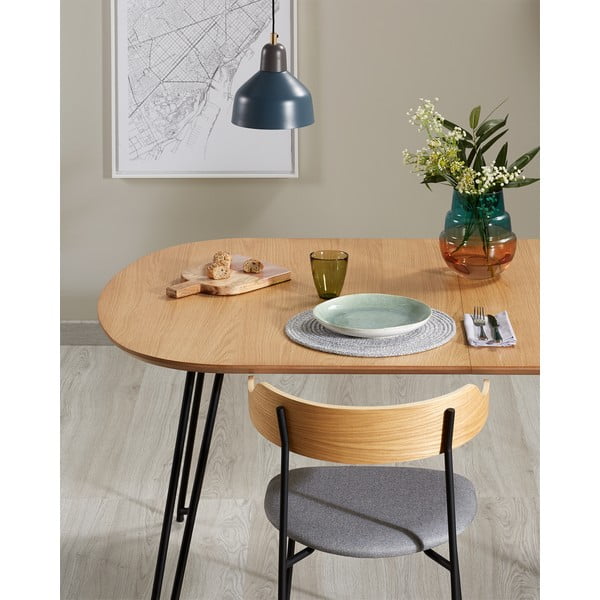 Rozkládací jídelní stůl v dekoru dubu v přírodní barvě 100x170 cm Novac – Kave Home-image-1