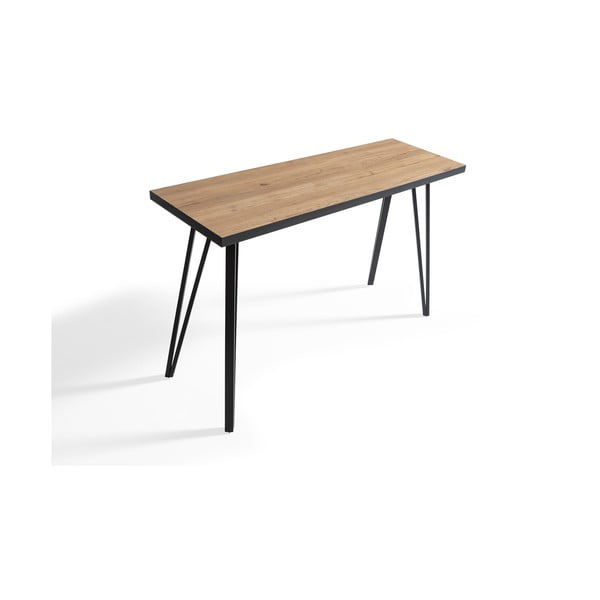 Černý/přírodní konzolový stolek s deskou v dubovém dekoru 60x120 cm Sindi – Marckeric-image-3