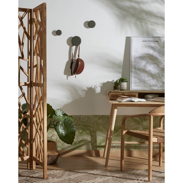 Šedozelené nástěnné dřevěné háčky v sadě 3 ks Nadua – Kave Home-image-1