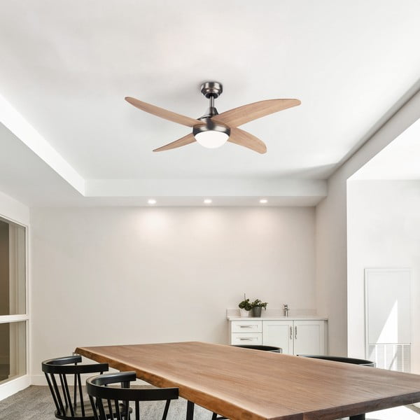 Stropní svítidlo s časovačem/s ventilátorem ve světle přírodní barvě ø 13 cm Achilia – SULION-image-1