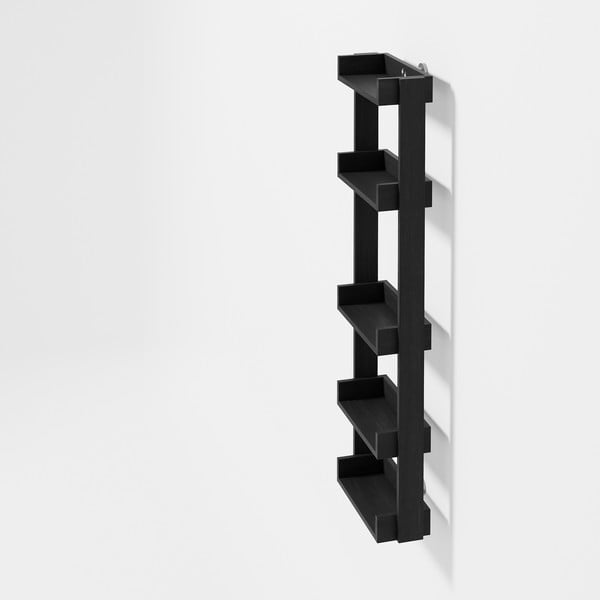 Černá nástěnná koupelnová police z dubového dřeva Wireworks Yoku-image-1