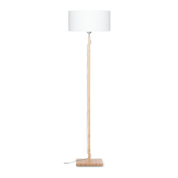 Stojací lampa s bílým stínidlem a konstrukcí z bambusu Good&Mojo Fuji