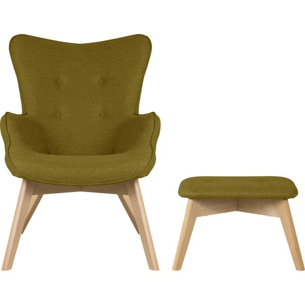 Zelené křeslo s podnožkou Niko – Ropez-image-2