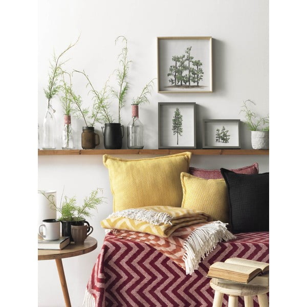 Burgundově červený pléd s podílem bavlny Euromant Chevron, 140 x 180 cm-image-1