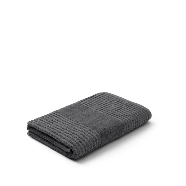 Tmavě šedá froté osuška z Bio bavlny 70x140 cm Check – JUNA-image-2