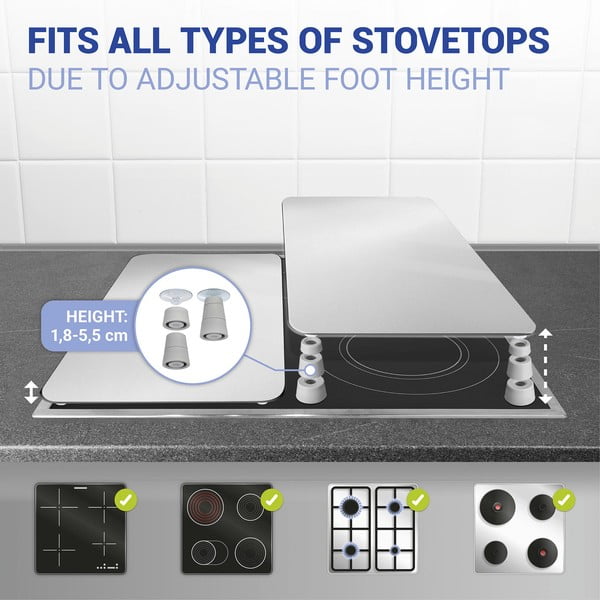 Set 2 skleněných krytů na sporák Wenko Universal Silver-image-4