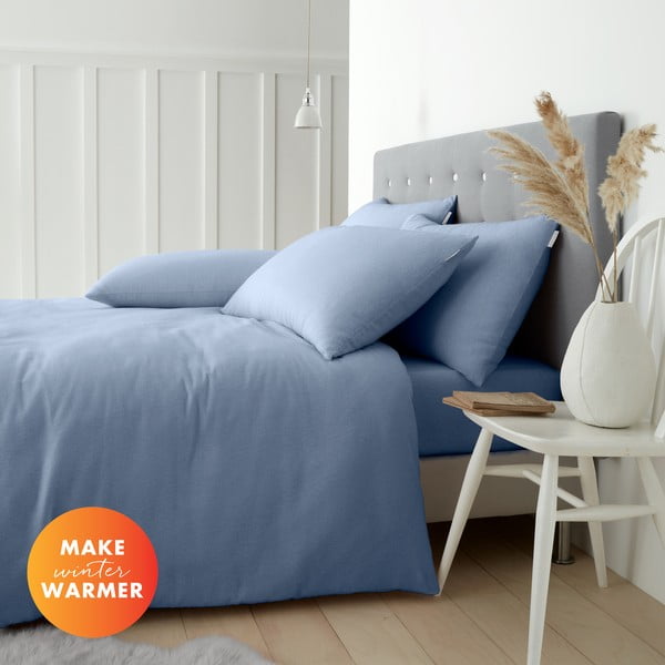 Světle modré flanelové povlečení na dvoulůžko 200x200 cm Brushed – Catherine Lansfield-image-4