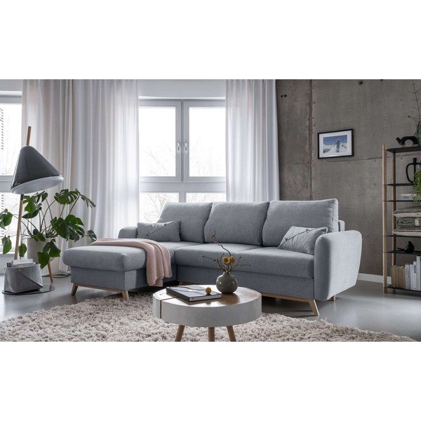 Světle šedá rozkládací rohová pohovka Miuform Scandic Lagom, levý roh-image-3