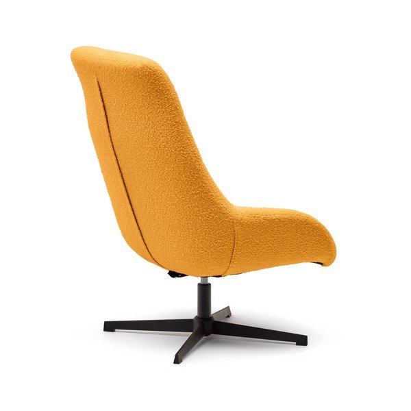 Křeslo z textilie bouclé v hořčicové barvě Celida – Kave Home-image-3