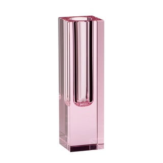 Růžová skleněná váza Hübsch Crystal, výška 18 cm