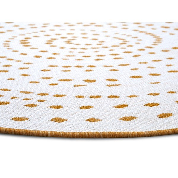 Okrově žluto-bílý kulatý venkovní koberec ø 200 cm Bali – NORTHRUGS-image-3