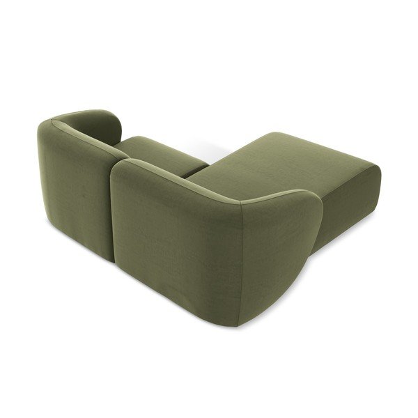 Zelená sametová rohová pohovka (levý roh/s lenoškou) Lani – Makamii-image-3