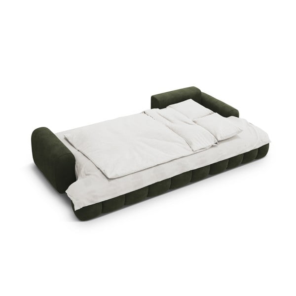 Zelená sametová rozkládací/s úložným prostorem rohová pohovka (pravý roh/s lenoškou) Linz – Cosmopolitan Design-image-4