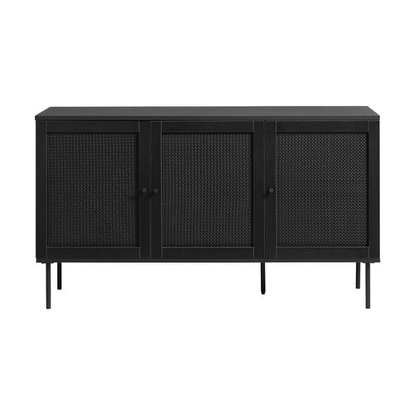 Černá nízká komoda v dekoru dubu 140x80 cm Pensacola – Unique Furniture