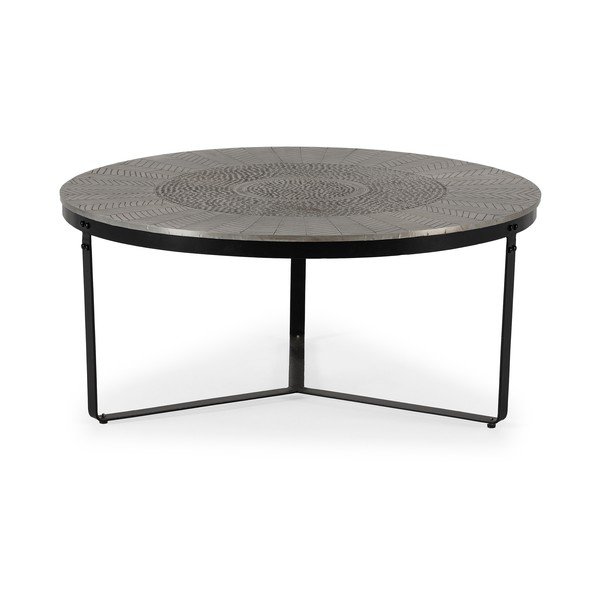 Černý/šedý matný kulatý konferenční stolek ø 90 cm Clarisa – MOME-image-4