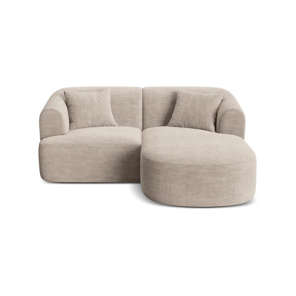 Světle hnědá manšestrová rohová pohovka (pravý roh/s lenoškou) Campi – Cosmopolitan Design