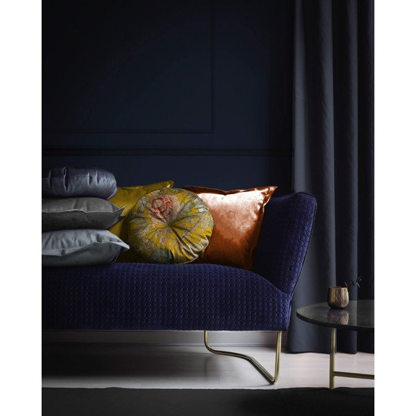 Žlutý polštář Velvet Atelier Japanese Flowers, ø 40 cm-image-2