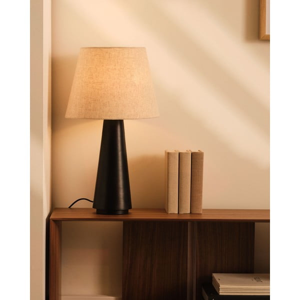 Černo-béžová stolní lampa s textilním stínidlem (výška 60 cm) Torrent – Kave Home-image-1