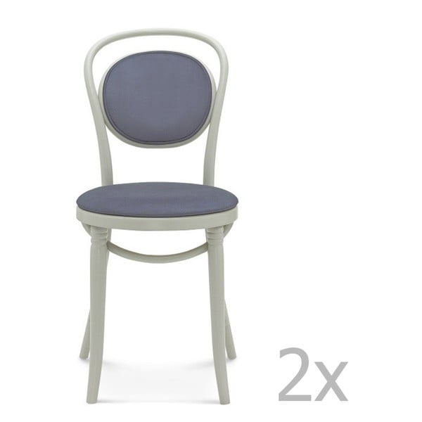Sada 2 šedých dřevěných židlí s modrým polstrováním Fameg Kelde