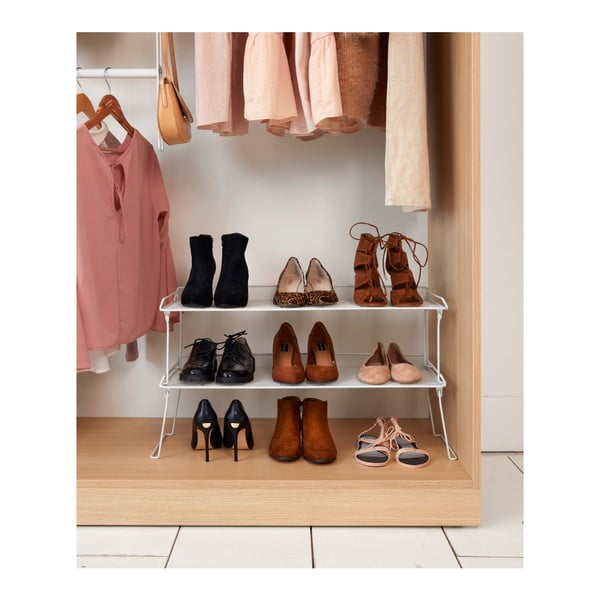 Bílý skládací stojan s jednou policí na boty Compactor-image-1