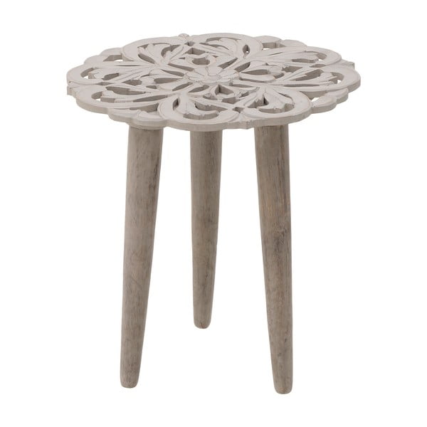 Šedý odkládací stolek z mangového dřeva InArt Antique, ⌀ 40 cm