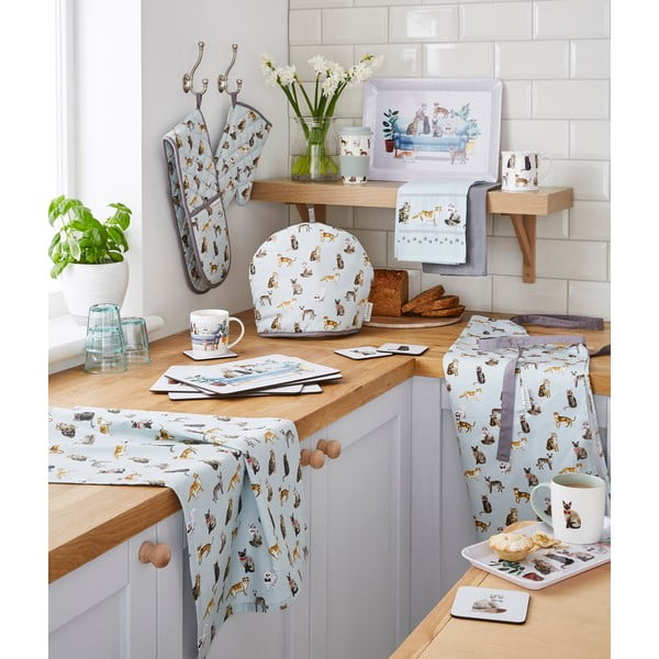 Modrá bavlněná kuchyňská rukavice Cooksmart ® Curious Cats-image-3