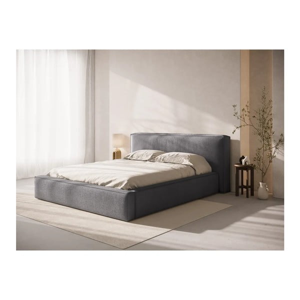 Tmavě šedá čalouněná dvoulůžková postel s úložným prostorem s roštem 140x200 cm Simon Olivia – Micadoni -image-1