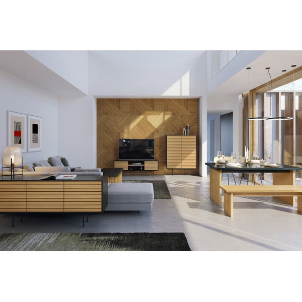 Jídelní stůl s deskou v dubovém dekoru 90x160 cm Stripe – Woodman-image-1