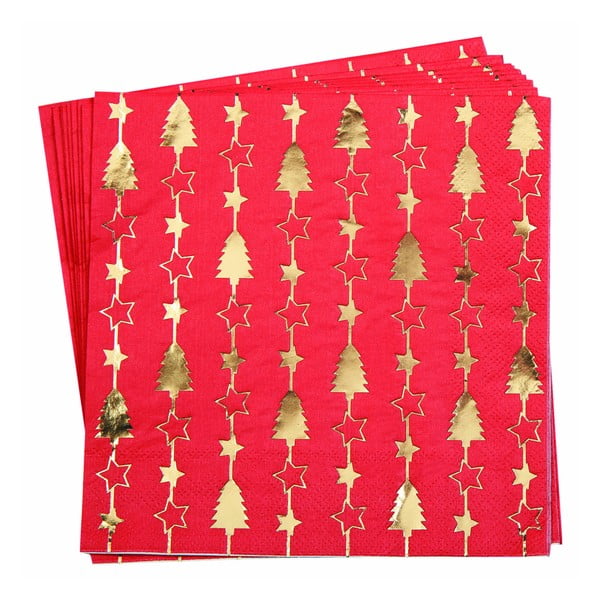 Sada 16 papírových ubrousků Neviti Dazzling Christmas, 16,5 x 16,5 cm