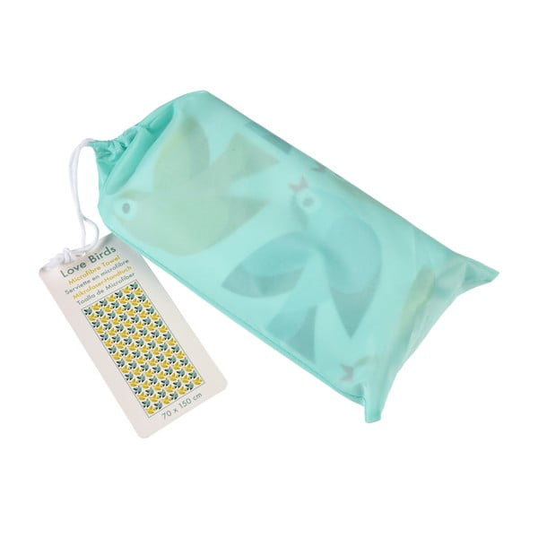 Žluto-modrá osuška z mikrovlákna Rex London Love Birds, 70 x 150 cm-image-2