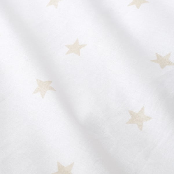 Bílé/béžové napínací bavlněné dětské prostěradlo do postýlky 70x140 cm Mini Star & Stripes – Bianca-image-2