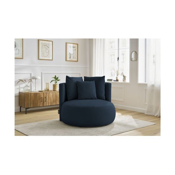 Tmavě modré sametové křeslo Cesar – Bobochic Paris-image-1