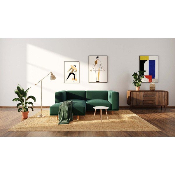 Tmavě zelená sametová rohová pohovka (levý roh) Kukumo – Ame Yens-image-3