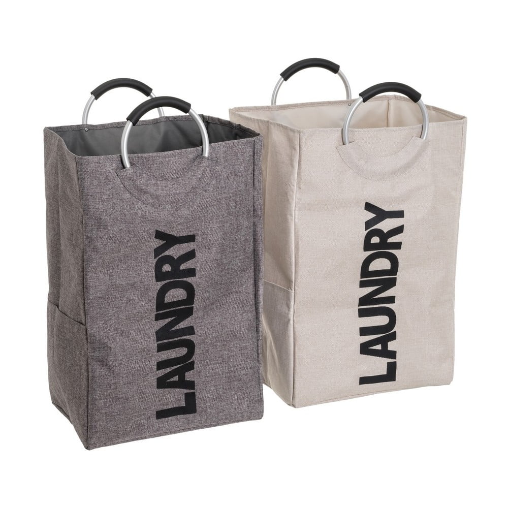 Šedo-béžové látkové koše na prádlo v sadě 2 ks – Casa Selección