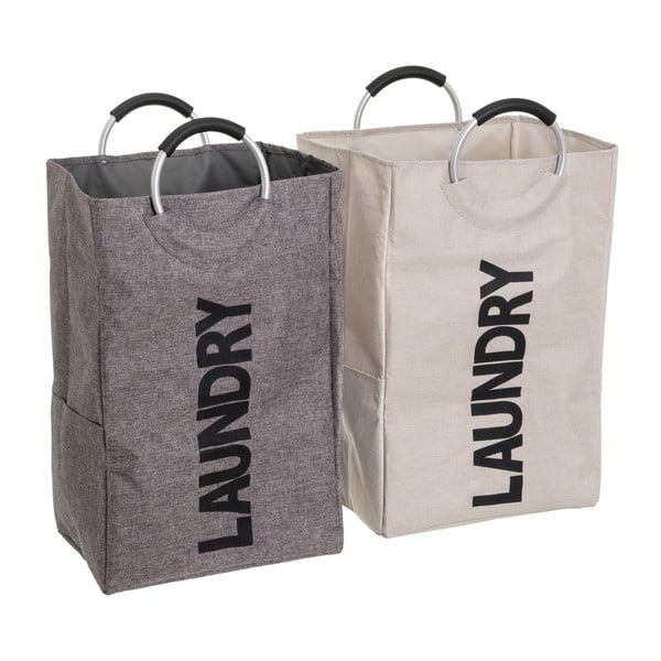 Šedo-béžové látkové koše na prádlo v sadě 2 ks – Casa Selección