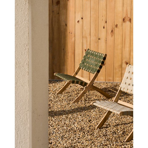 Zelené dřevěné zahradní křeslo Chabeli – Kave Home-image-1