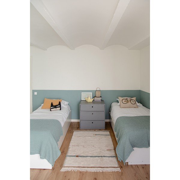 Modro-krémový pratelný ručně tkaný bavlněný koberec 90x130 cm Lanes Vintage Blue – Lorena Canals-image-3