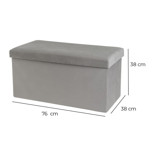 Světle šedý sametový taburet Estela – Casa Selección-image-3