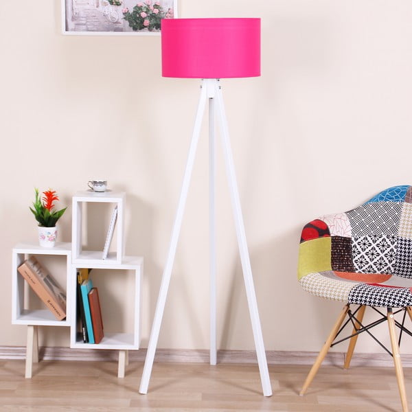 Bílá volně stojící lampa s neonově růžovým stínítkem Kate Louise Beyaz