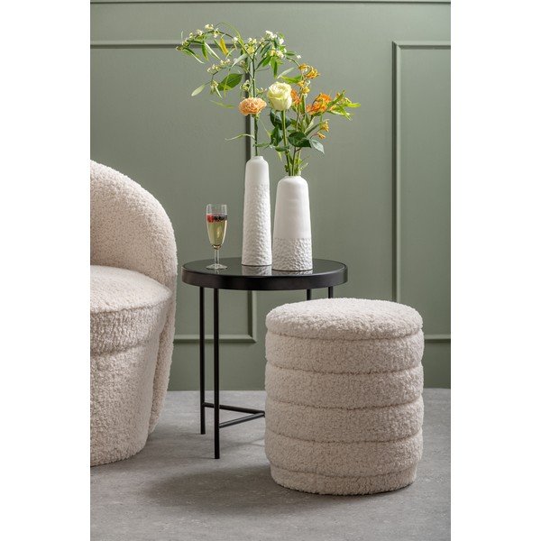 Bílý kulatý puf s úložným prostorem Leitmotiv Cuddly-image-1