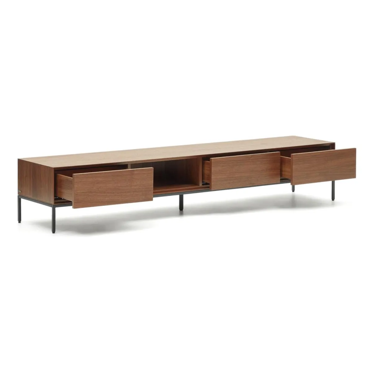 TV stolek v dekoru ořechu v přírodní barvě 195x35 cm Vedrana – Kave Home-image-3