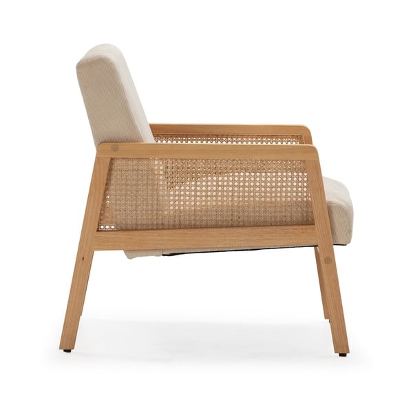 Béžové manšestrové křeslo s výpletem Debra – Marckeric-image-3