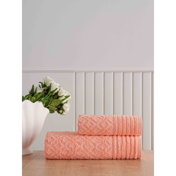 Oranžové froté bavlněné ručníky a osušky v sadě 2 ks Diamond – Mila Home-image-1