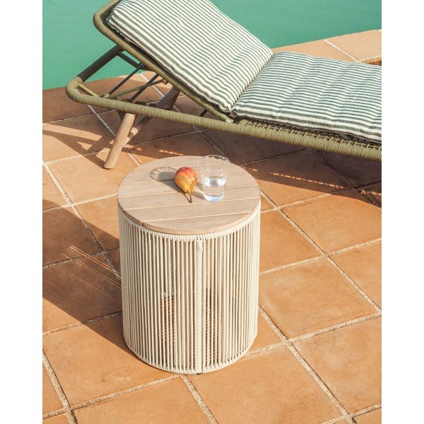 Kulatý zahradní stolek s deskou z akácie ø 40 cm Dandara – Kave Home-image-1