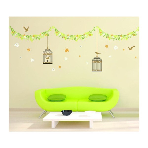 Samolepka Ambiance Elegant cages, birds and flowers, 30 cm-image-1