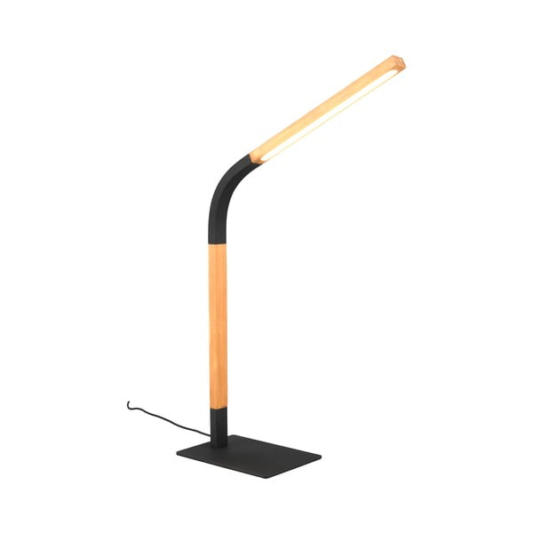 LED stmívatelná stolní lampa v černé a přírodní barvě s dřevěným stínidlem (výška 73,5 cm) Norris – Trio
