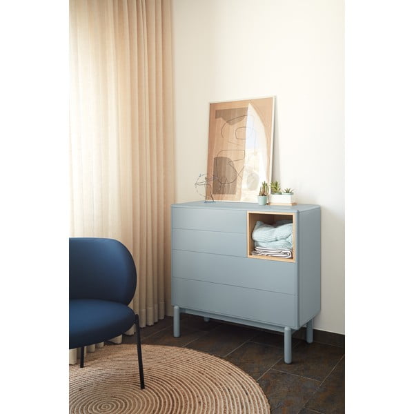 Modro-šedá nízká komoda 90x90 cm Corvo – Teulat-image-1